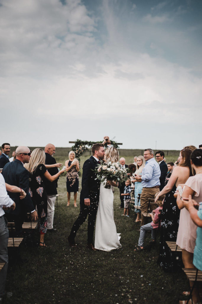 Prairie Wedding Ceremony in a field