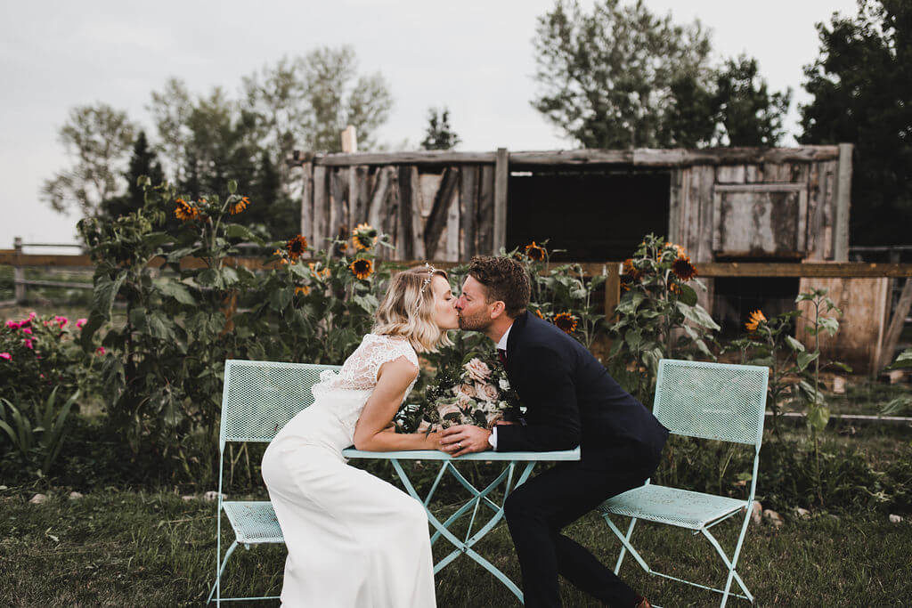 couples farm wedding photos at their prairie wedding