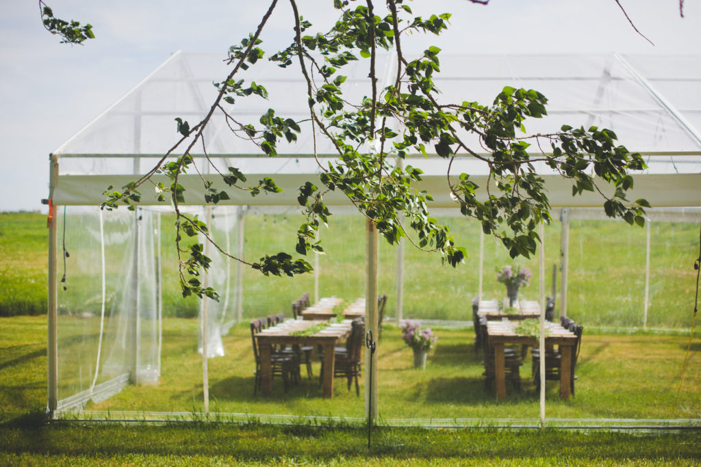 outdoor clear wedding tent and event space at the gathered in alberta