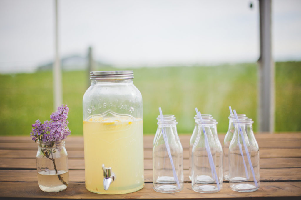 lilac lemonade and drinking jars a refreshing drink in the spring