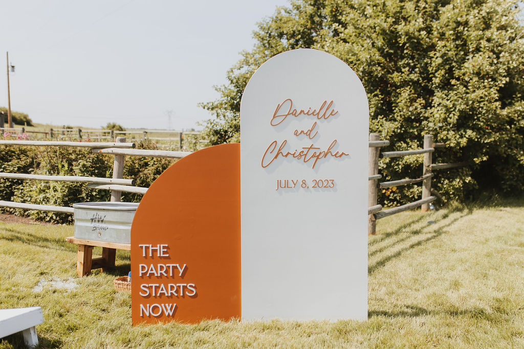 A sign with the words'the party starts now'in front of it.