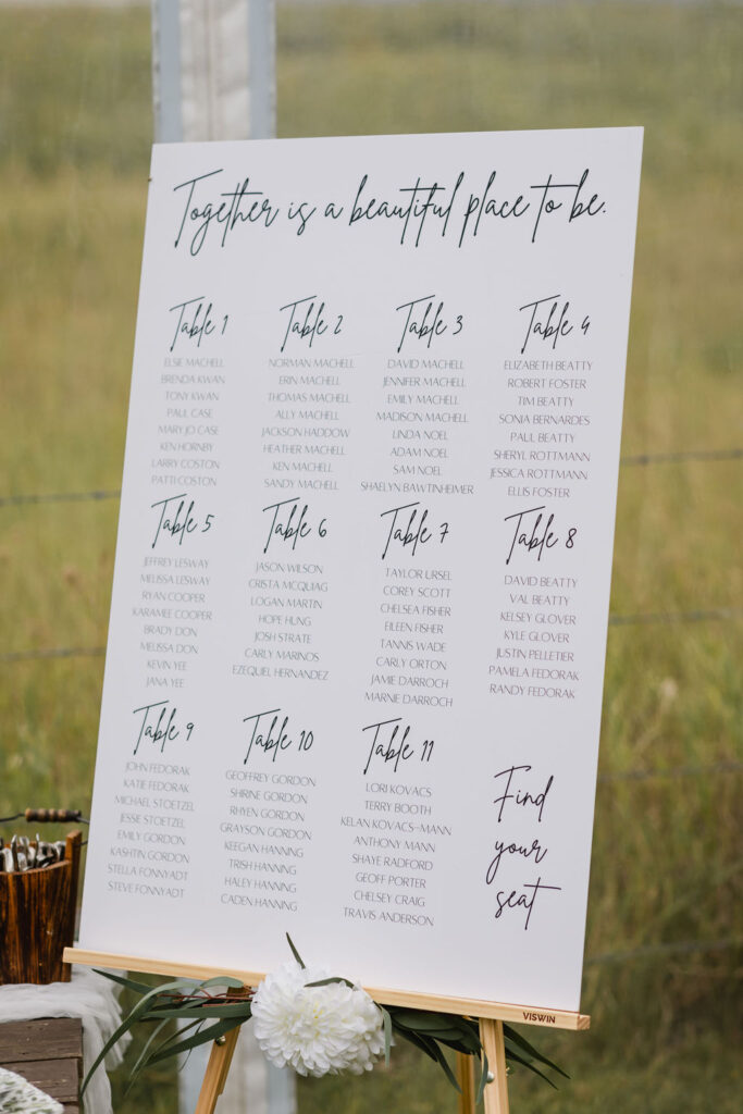 Together is a beautiful place wedding seating chart.